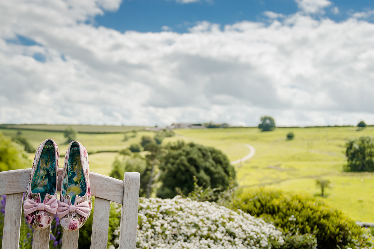 The stunning view from the terrace at Kingscote Barn