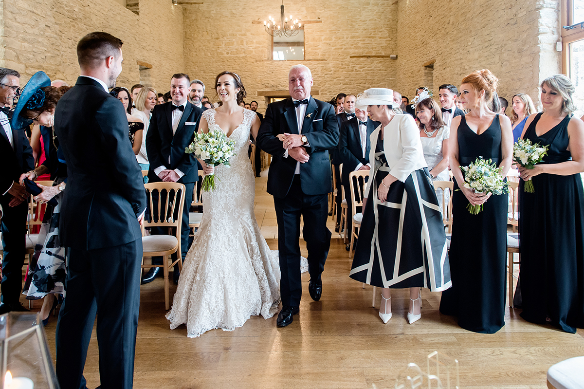 The pretty ceremony room at Kingscote Barn